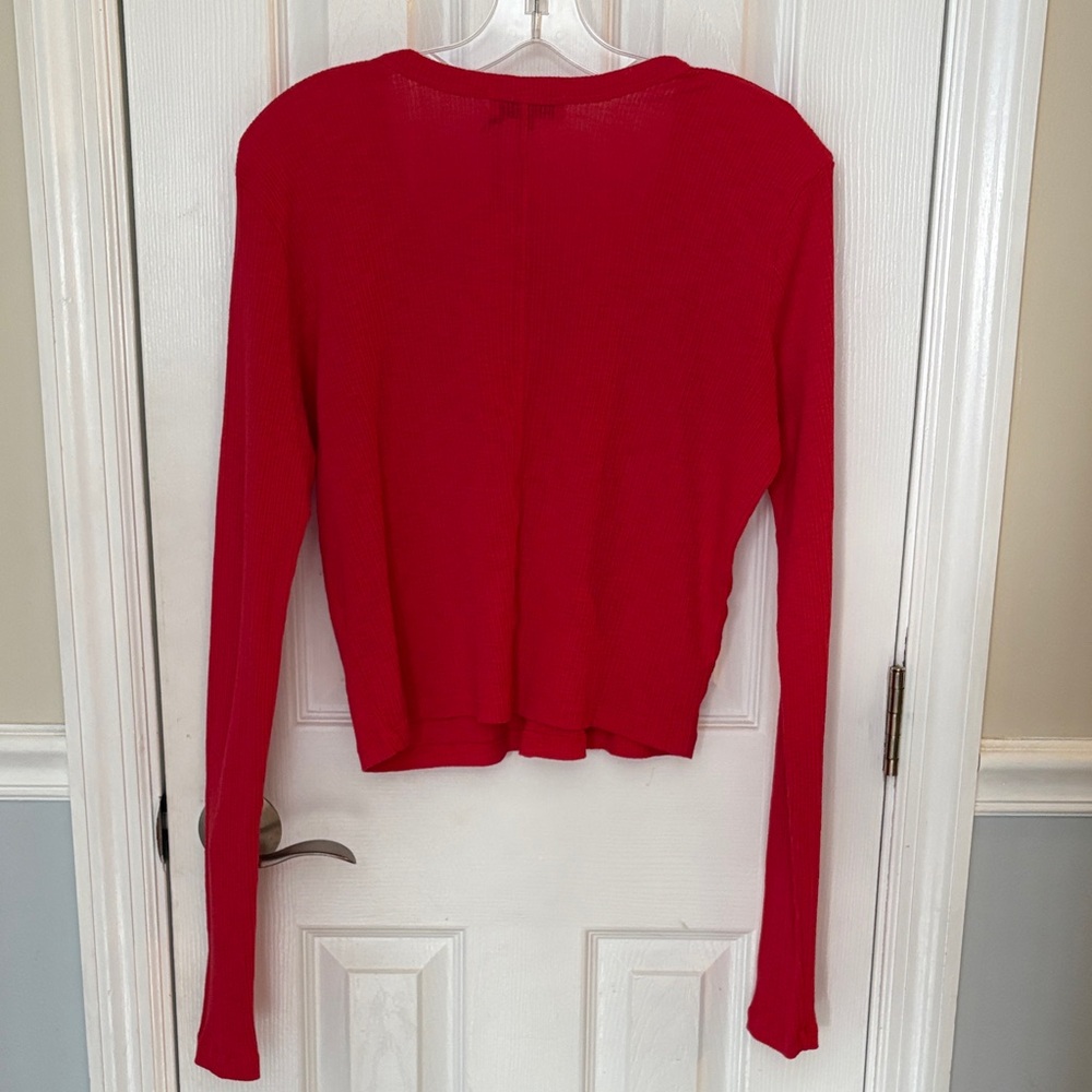 Michael Stars NWT Red Button-Up V-Neck Cardigan - Picture 8 of 9